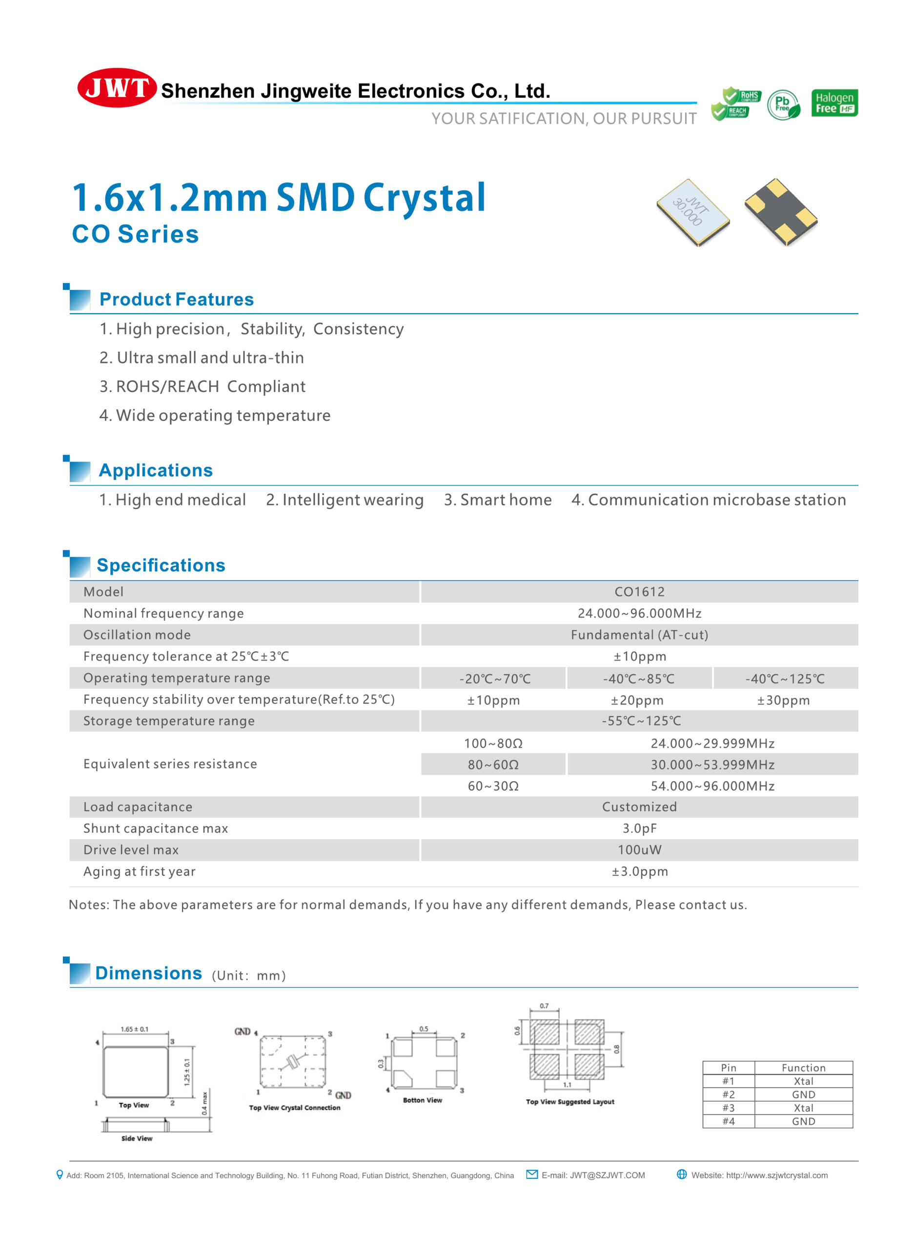 High-resolution original CO1612 PDF specification preview