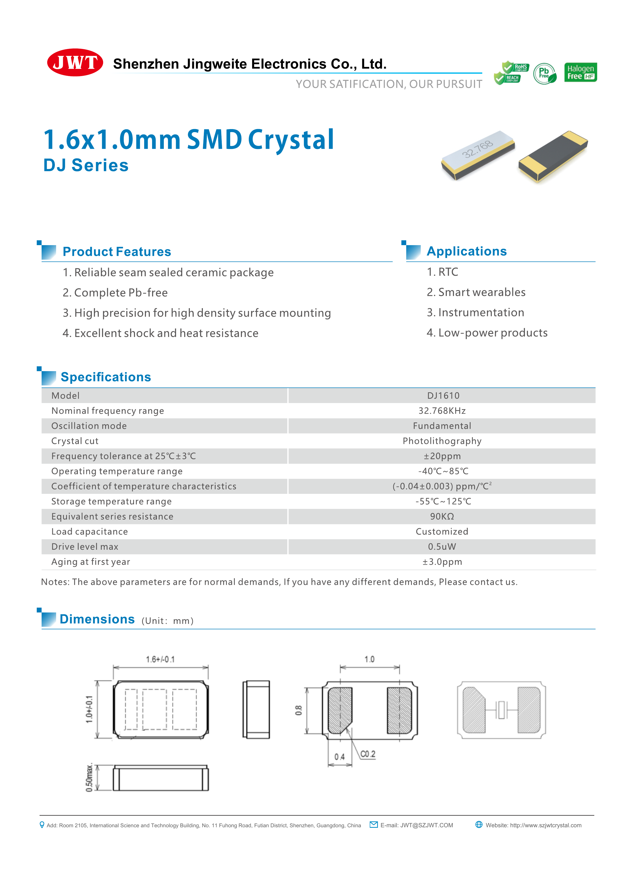 High-resolution original DJ1610 PDF specification preview